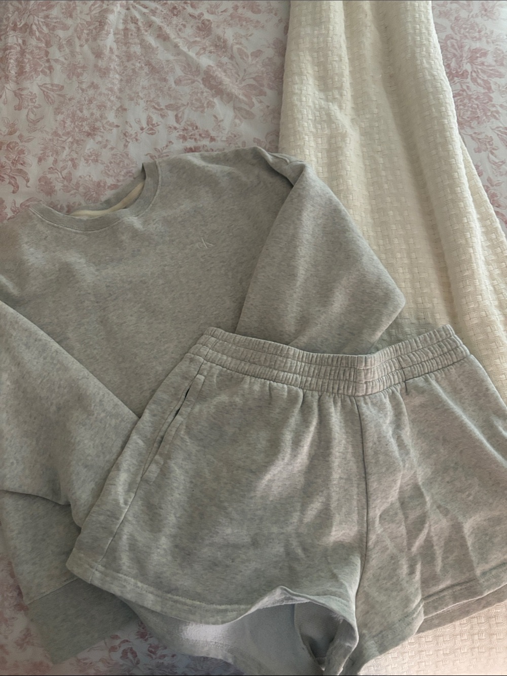 Calvin Klein Heather Gray Sweatshirt and Shorts Set